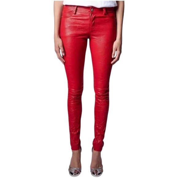 Ag Adriano Goldschmied Denim - AG Adriano Goldschmied Women's Farrah Skinny Fit style LSS1288 Jeans RED Size 24